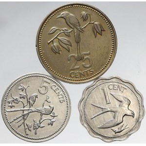 Belize, 1 cent 1974, 5 cent 1978, 25 cent 1976. KM-49, 46b, 84