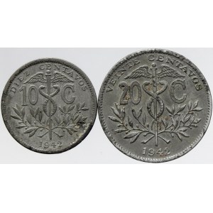Bolívie, 10 centavos 1942, 20 centavos 1942. KM-179a, KM-183