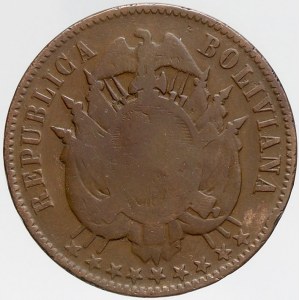Bolívie, 2 centavos 1883 A. KM-168