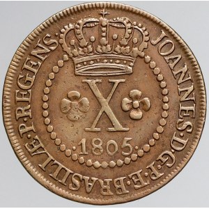 Brazílie, Joan VI. (1799-1818 -22). 10 reis 1805. KM-232