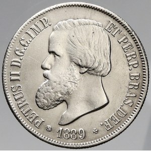 Brazílie, Petr II. (1831-89). 2000 reis 1889. KM-485