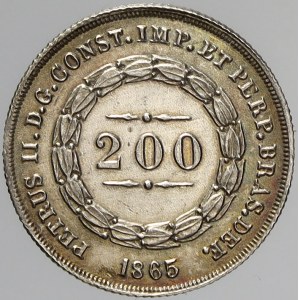 Brazílie, 200 reis 1865. KM-469