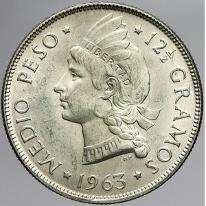 Dominikánská republika, ½ peso 1963. KM-29