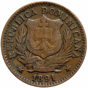 Dominikánská republika, 5 centimos de franco 1891. KM-8