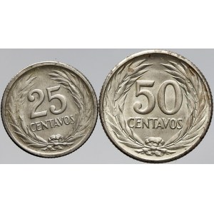 El Salvador, 50 + 25 centavos 1953. KM-137, 138