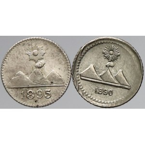 Guatemala, 1/4 real 1890, 1895. KM-158, 162