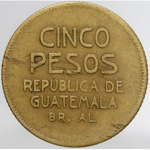 Guatemala, 5 pesos provisional 1923. KM-234. vady materiálu