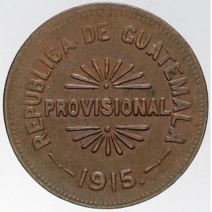 Guatemala, 25 centavos provisional 1915. KM-231