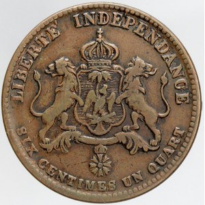 Haiti, 6 ¼ centimes 1850. KM-38. hr. lakovaný
