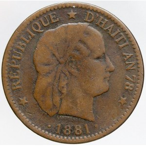 Haiti, 2 centimes 1881. KM-43