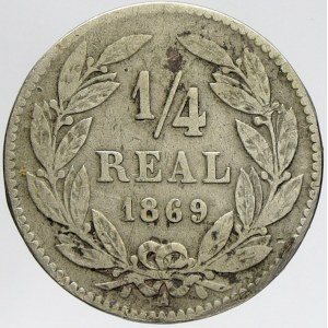 Honduras, 1/4 real 1869. KM-31. lakovaný
