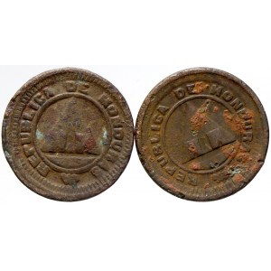 Honduras, 1 centavo 1910, 1919. KM-66, 70 (přeražba)