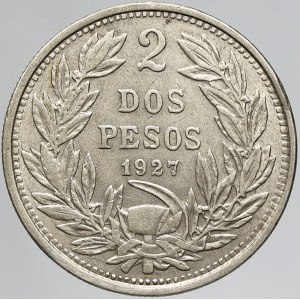 Chile, 2 pesos 1927 KM-172