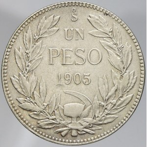 Chile, 1 peso 1905. KM-152.2