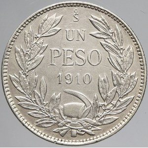 Chile, 1 peso 1910. KM-152.3