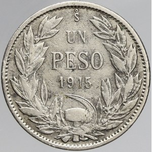 Chile, 1 peso 1915. KM-152.4