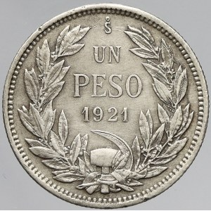 Chile, 1 peso 1921. KM-152.5