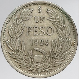 Chile, 1 peso 1924. KM-152.6