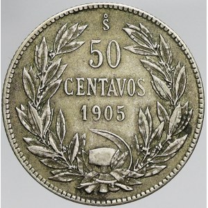 Chile, 50 centavos 1905. KM-160