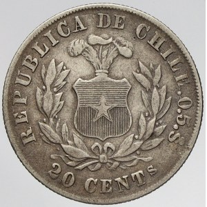 Chile, 20 centavos 1880. KM-138
