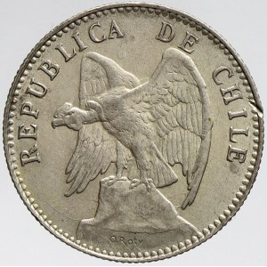 Chile, 20 centavos 1913. KM-151.3