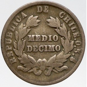 Chile , Medio decimo 1892. KM-137.3