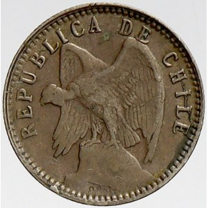 Chile, 5 centavos 1908. KM-155.2a
