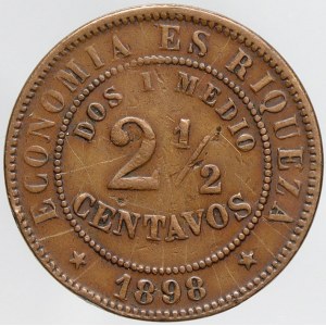 Chile, 2 ½ centavos 1898. KM-150. škr.