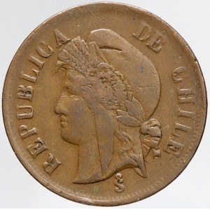 Chile, 2 centavos 1886. KM-147a