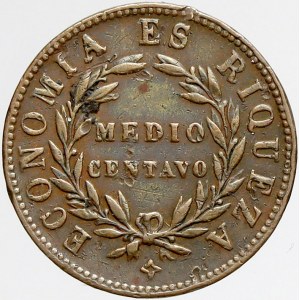 Chile, ½ centavo 1853. KM-126. hr.