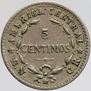 Kostarika, 5 centimos 1942. Přeražba na 2 centimos 1904