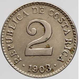 Kostarika, 2 centimos 1903. KM-144