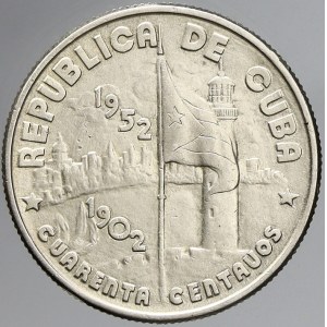 Kuba, 40 centavos 1952. KM-25