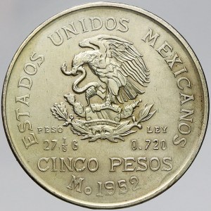 Mexiko, 5 pesos 1952. KM-467. drobná vada materiálu