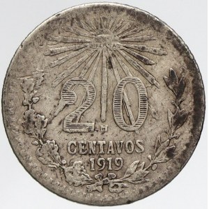 Mexiko, 20 centavos 1919. KM-436