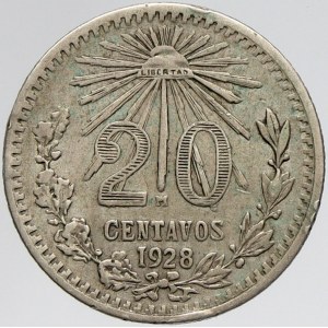 Mexiko, 20 centavos 1928. KM-438