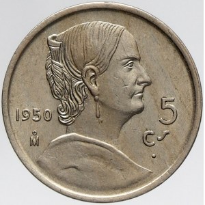 Mexiko, 5 centavos 1950. KM-425 (tzv. bílá Josefa, většina nákladu roztavena)