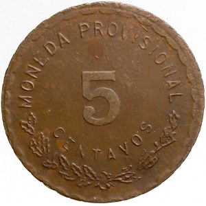 Mexiko - revoluce - Oaxaca, 5 centavos 1915. KM-718