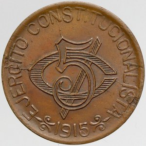 Mexiko - revoluce - Chihuahua, 5 centavos 1915. KM-613. Novoražba?