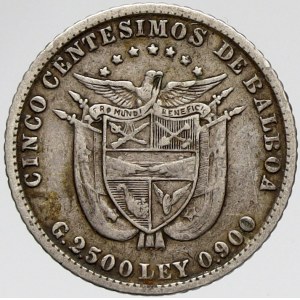 Panama, 5 centesimos 1904. KM-2