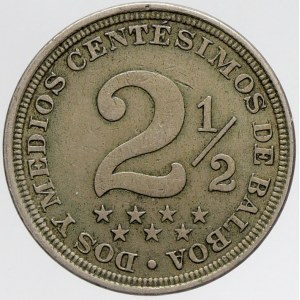 Panama, 2 ½ centesimos 1907. KM-7 (chyba v opise: DOS Y MEDIOS)