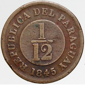 Paraguay, 1/12 real 1845. KM-1