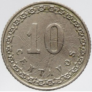 Paraguay, 10 centavos 1908. KM-10. škr.