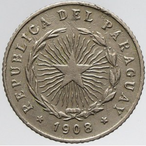 Paraguay, 10 centavos 1908. KM-10. škr.