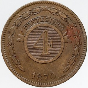 Paraguay, 4 centesimos 1870. KM-4