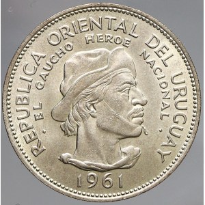 Uruguay, 10 pesos 1961 (Ag) revoluce. KM-43