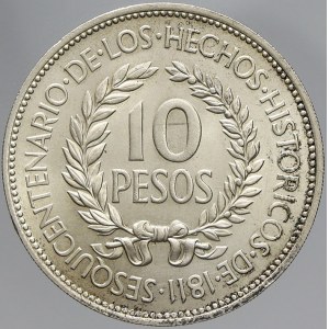 Uruguay, 10 pesos 1961. KM-43