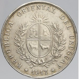 Uruguay, 1 peso 1917. KM-23. škr.