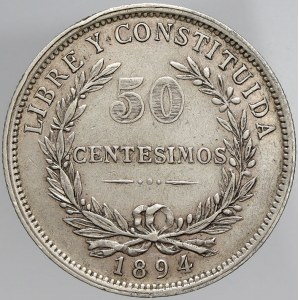 Uruguay, 50 centésimos 1894. KM-16