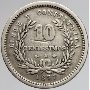 Uruguay, 10 centésimos 1877 A. KM-13